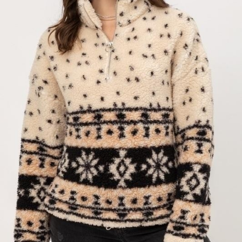 Simone Beige Sherpa Pullover